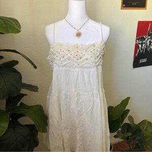 Zara White cream beaded babydoll dress